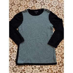 Vintage The Limited Mint & Black Pattern Knit Sweater with Button‎ Detail Size S